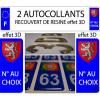 2 sticker car registration plate EFFECT 3D RESIN COAT OF ARMS BEARINGS BUGEY #5 small image